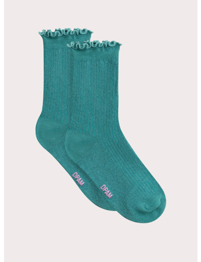 Chaussettes turquoises pailletés pour fille