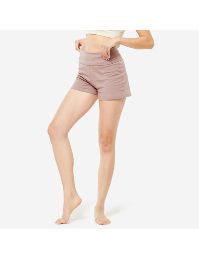 SHORT YOGA DOUX COTON FEMME MARRON GLACE