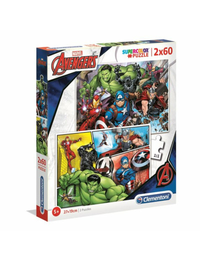 2 puzzles 60 pièces Supercolor Avengers