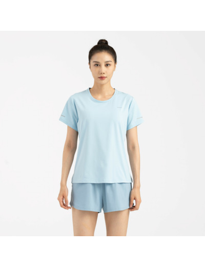 T-shirt running respirant femme - kiprun run 500 dry bleu ciel