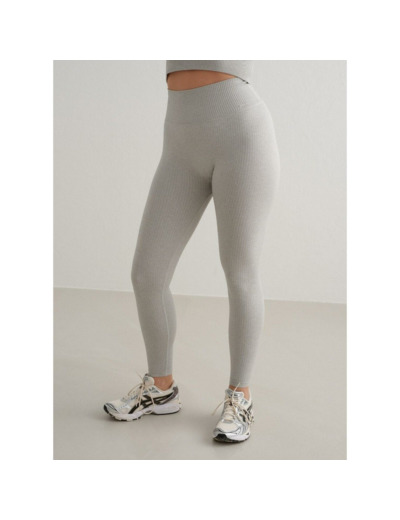 Leggings de yoga pour femmes Côtes Sans couture Gris Mélange