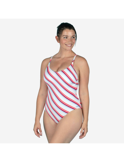 Maillot de Bain de Natation Femme 1 Pièce Lila Line Red