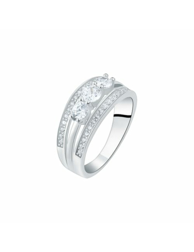 Bague CLEOR en Argent 925/1000 Blanc et Oxyde