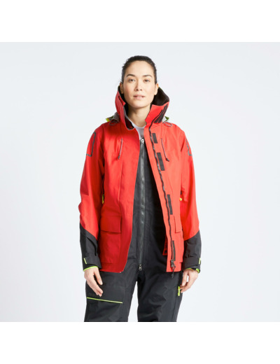 Veste de quart de voile offshore 900 femme rouge