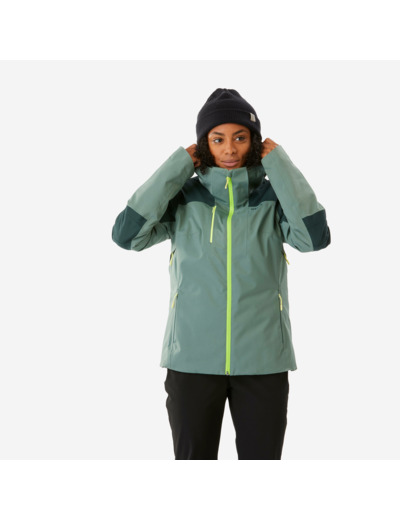 Veste de ski imperméable et résistante femme, 500 SPORT verte