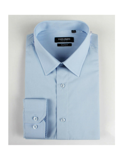 Chemise Bleu Ciel manche longue coupe droite