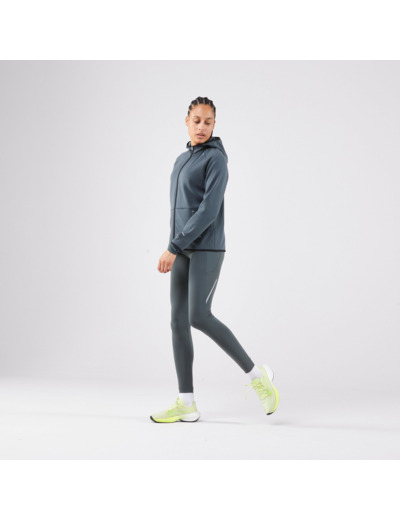 Legging chaud de running Femme- KIPRUN Run 500 Warm Vert fumé