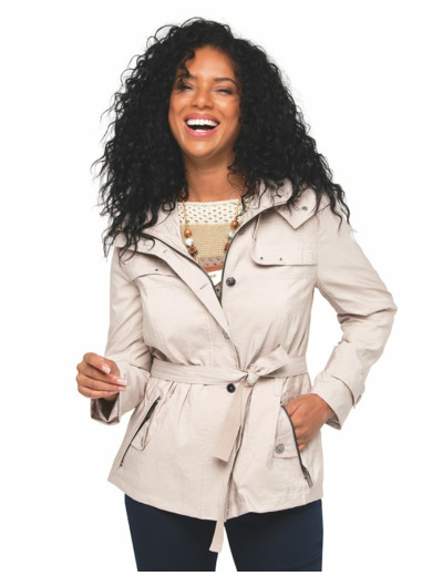 Parka mi-longue beige