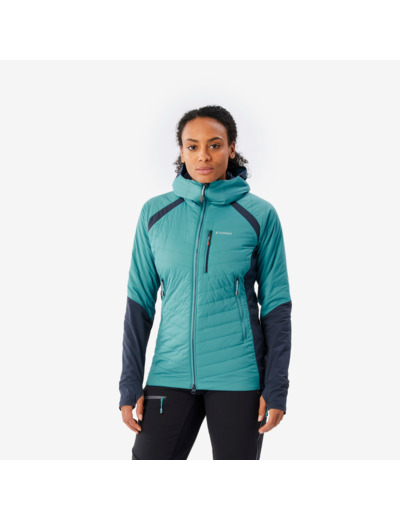 Veste hybride sprint synthétique & laine alpinisme femme - bleu gris