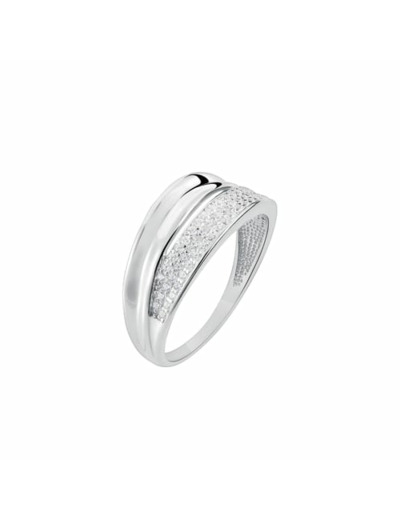 Bague CLEOR en Argent 925/1000 Blanc et Oxyde Blanc