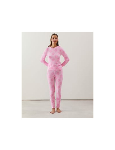 Legging en jersey à motifs rose