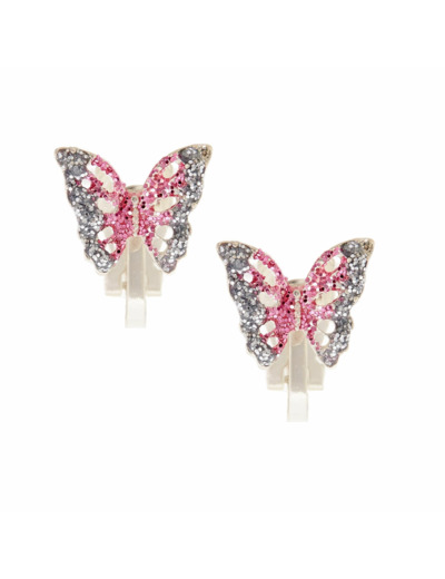 Boucles d'oreilles à clip papillon pailleté