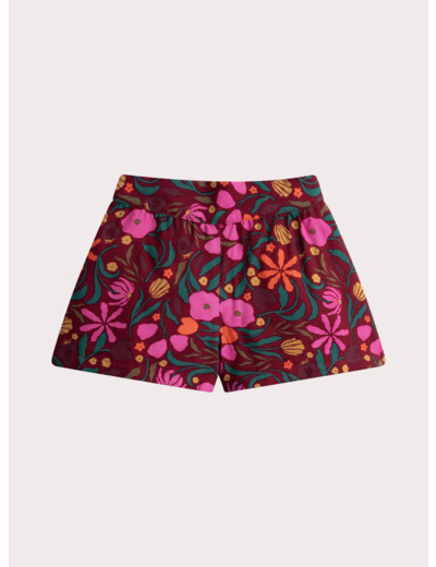 Short rouge imprimé fleuri pour fille