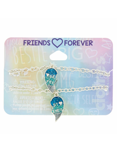 Bracelets Best Friends couleur argenté avec charms cœur bleu