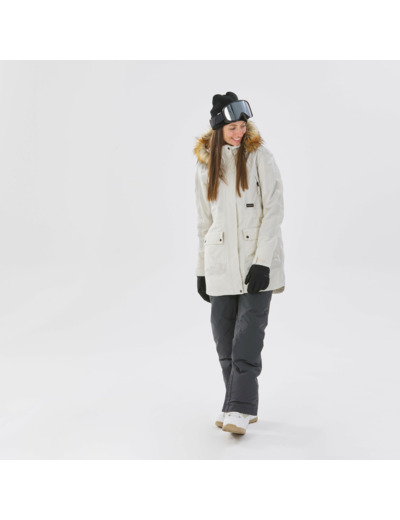 Veste de ski et snowboard chaude et résistante femme, SNB 500 beige