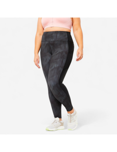 Legging avec poche Grande Taille Fitness Cardio Femme Imprimé Noir et Gris