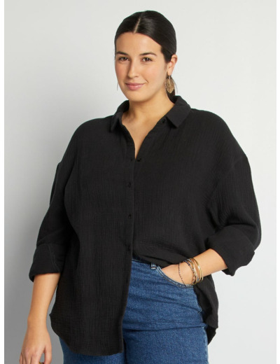 Chemise en gaze de coton - noir