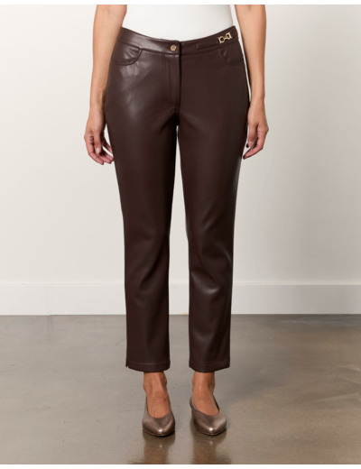 Pantalon 7/8 cigarette uni MARRON Femme