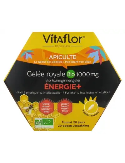 Vitaflor Apiculte GelÉe Royale Bio 1000 Mg S Buv Énergie+ 20amp/15ml