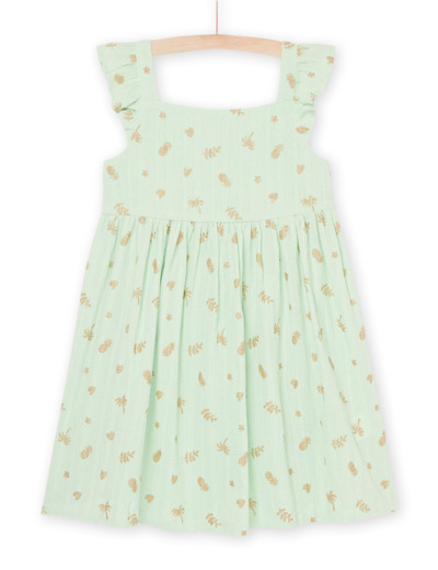 Robe vert amande à mancherons volantés