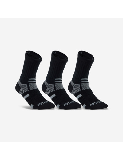 CHAUSSETTES DE SPORT HAUTES ARTENGO RS 560 NOIR GRIS LOT DE 3