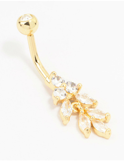 Gold Plated Surgical Steel Marquise Drop Belly Piercing