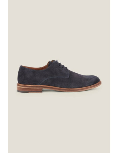 Chaussures derby en croûte de cuir suédé - Bleu foncé