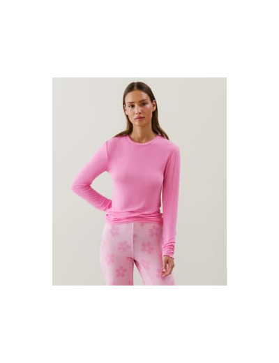 Top en jersey rose