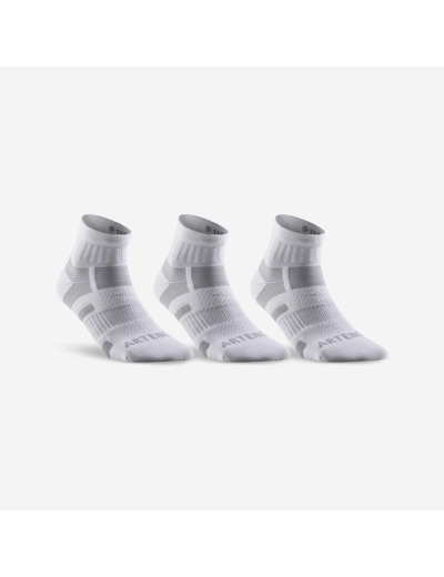 CHAUSSETTES DE SPORT MI-HAUTES ARTENGO RS 560 BLANC GRIS LOT DE 3