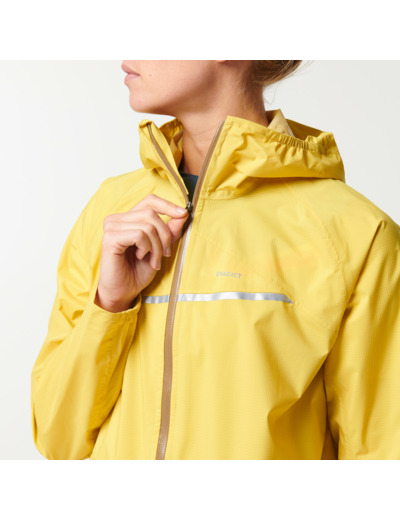 Veste imperméable de running & trail running Femme - KIPRUN Run 500 Rain Jaune