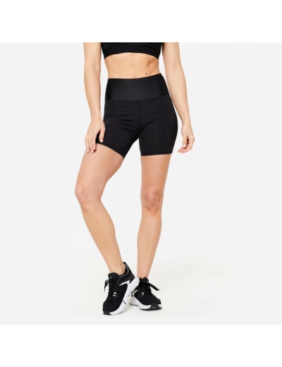 Short taille haute gainant Fitness Cardio Noir