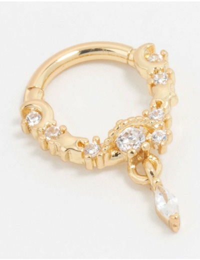 Gold Plated Surgical Steel Celestial Drop Clicker Ring