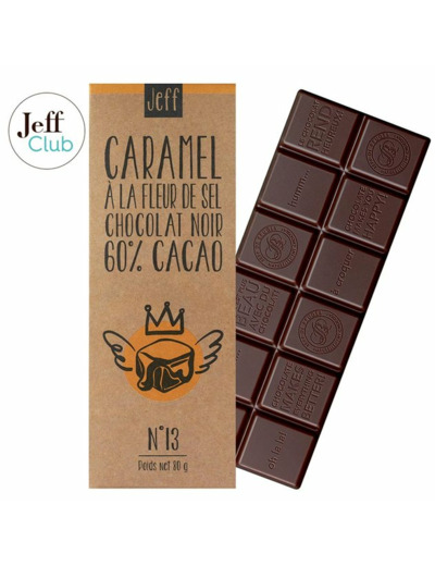 TABLETTE N°13 CHOCOLAT NOIR 60% ET CARAMEL À LA FLEUR DE SEL