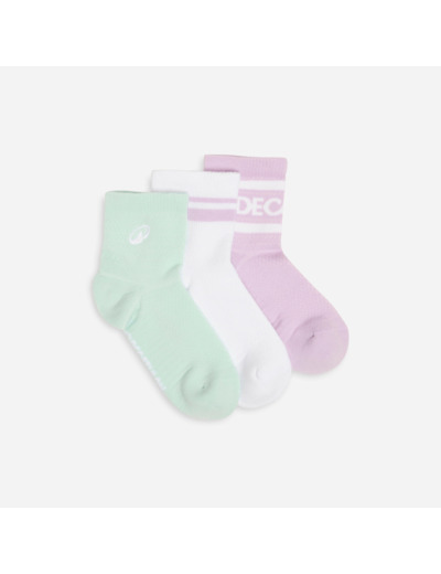 Chaussettes cheville, vert, blanc et violet, lot de 3