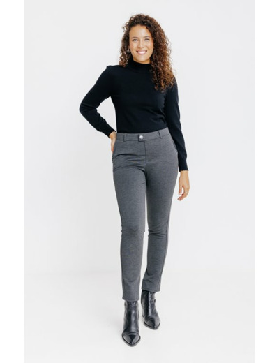 Pantalon Maille Slim Bouton Fantaisie