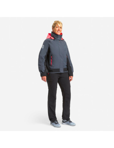 Blouson de régate bateau femme Race 500 gris rose