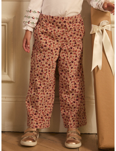 Pantalon fleuri en velours