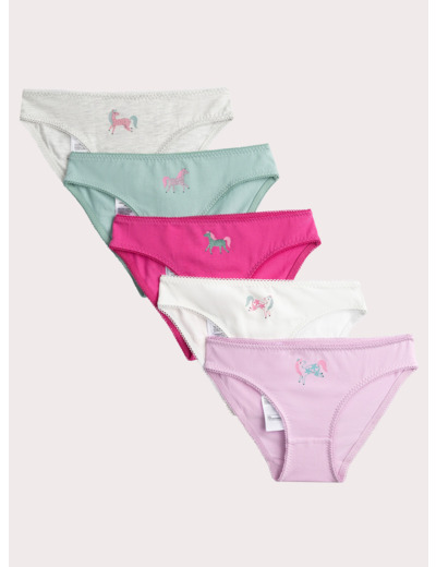 Lot de 5 culottes à motif licorne pour fille