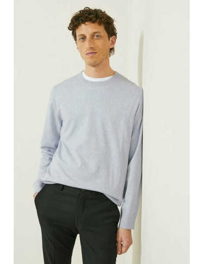 Pull col rond - Bleu moyen