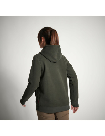 SWEAT-SHIRT CAPUCHE FEMME 500 CHAUD VERT