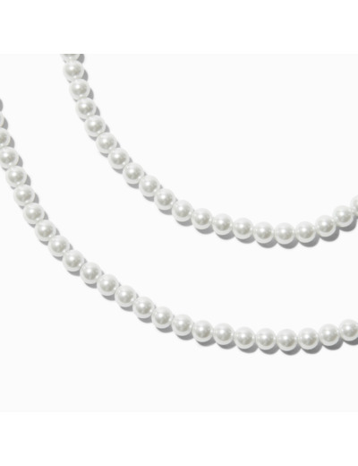 Collier 152,4 cm perle d'imitation blanc 3 mm classique