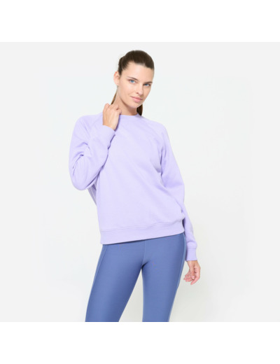 Sweat de fitness en molleton femme, lavande