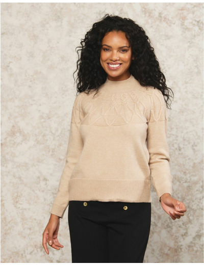 Pull col montant beige