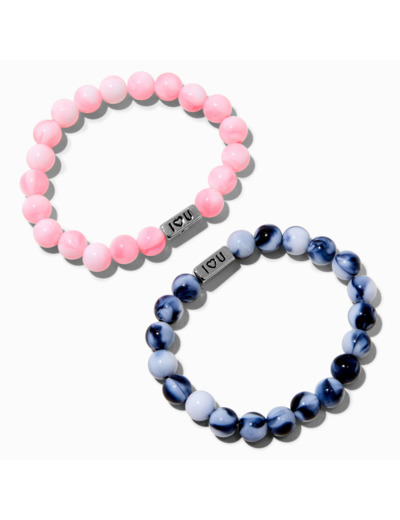 Bracelets perlés nacrés best friends - Lot de 2