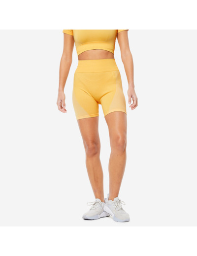 Short de fitness seamless et taille haute, jaune