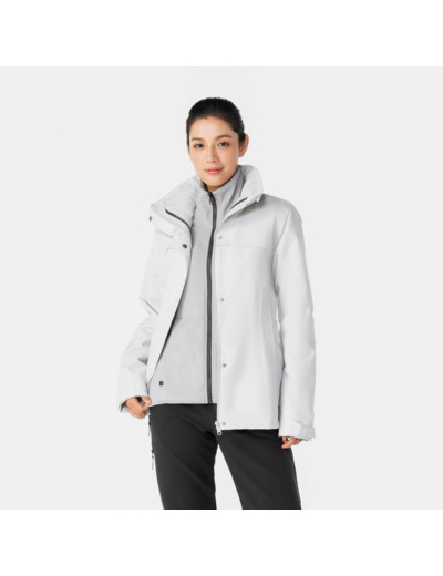 Veste de randonnée 0°C chaude femme, NH100 3en1 gris