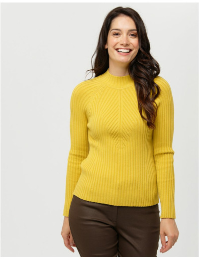 Pull col montant jaune