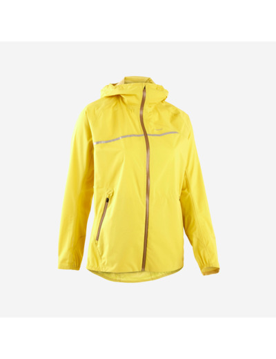 Veste imperméable de running & trail running Femme - KIPRUN Run 500 Rain Jaune