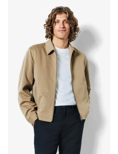 Veste col chemise zippée - Beige