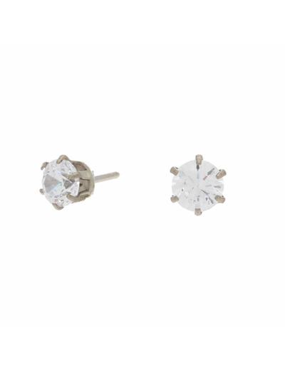 Clous d’oreille ronds avec zircon cubique 4 mm en titane couleur argentée